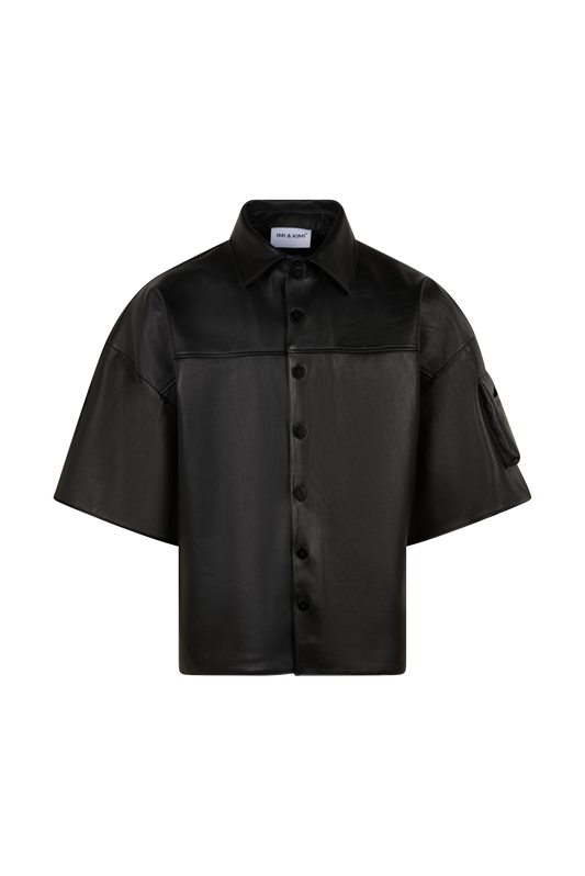 YANIS LEATHER SHIRT BLACK